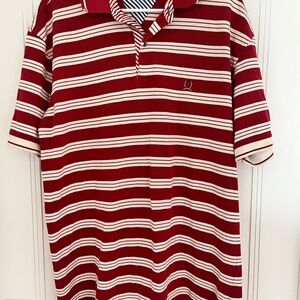 Tommy Hilfiger Red and White Striped Polo Shirt